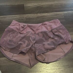 Lululemon pink camo speed-up shorts